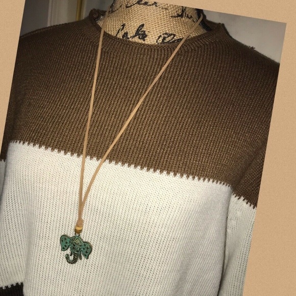 MISS LOOK BOLD COLORBLOCK SWEATER~FALL COLORS~XL - Picture 3 of 5